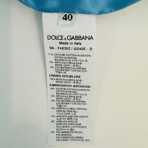 Dolce & Gabbana Jacquard Embellished A-Line Skirt Squirrel Blue 40 US4 NWT - Picture 12 of 15